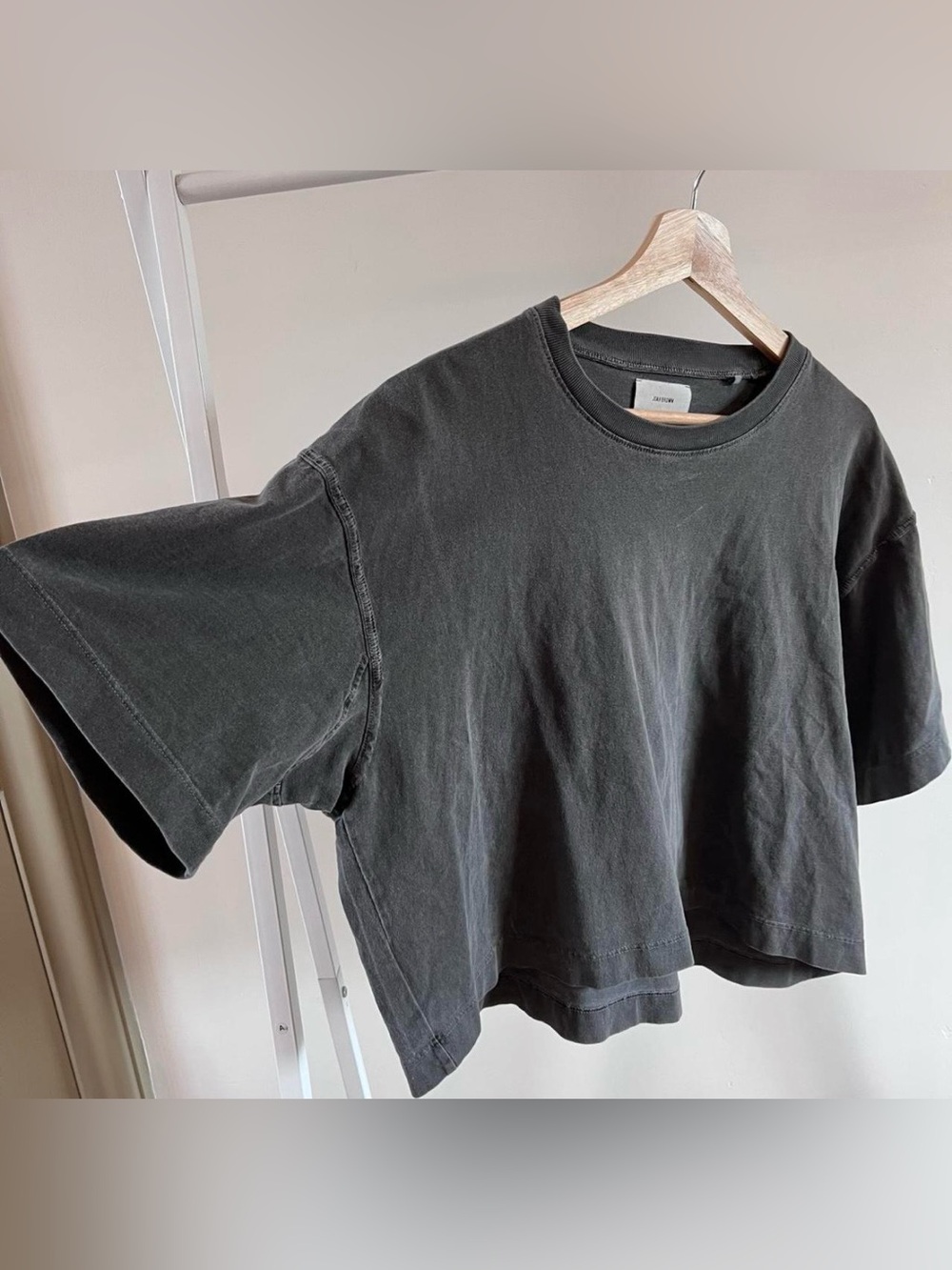 Joah Brown Washed Charcoal Boxy Crew Tee - Picture 3 of 5